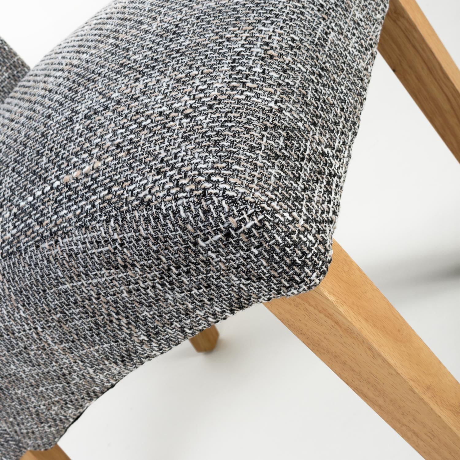 Grey Tweed Fabric Scroll Back Dining Chair - Home Furniture Interiors