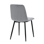 Grey Velvet Fabric Dining Chair Black Metal Legs - Home Furniture Interiors