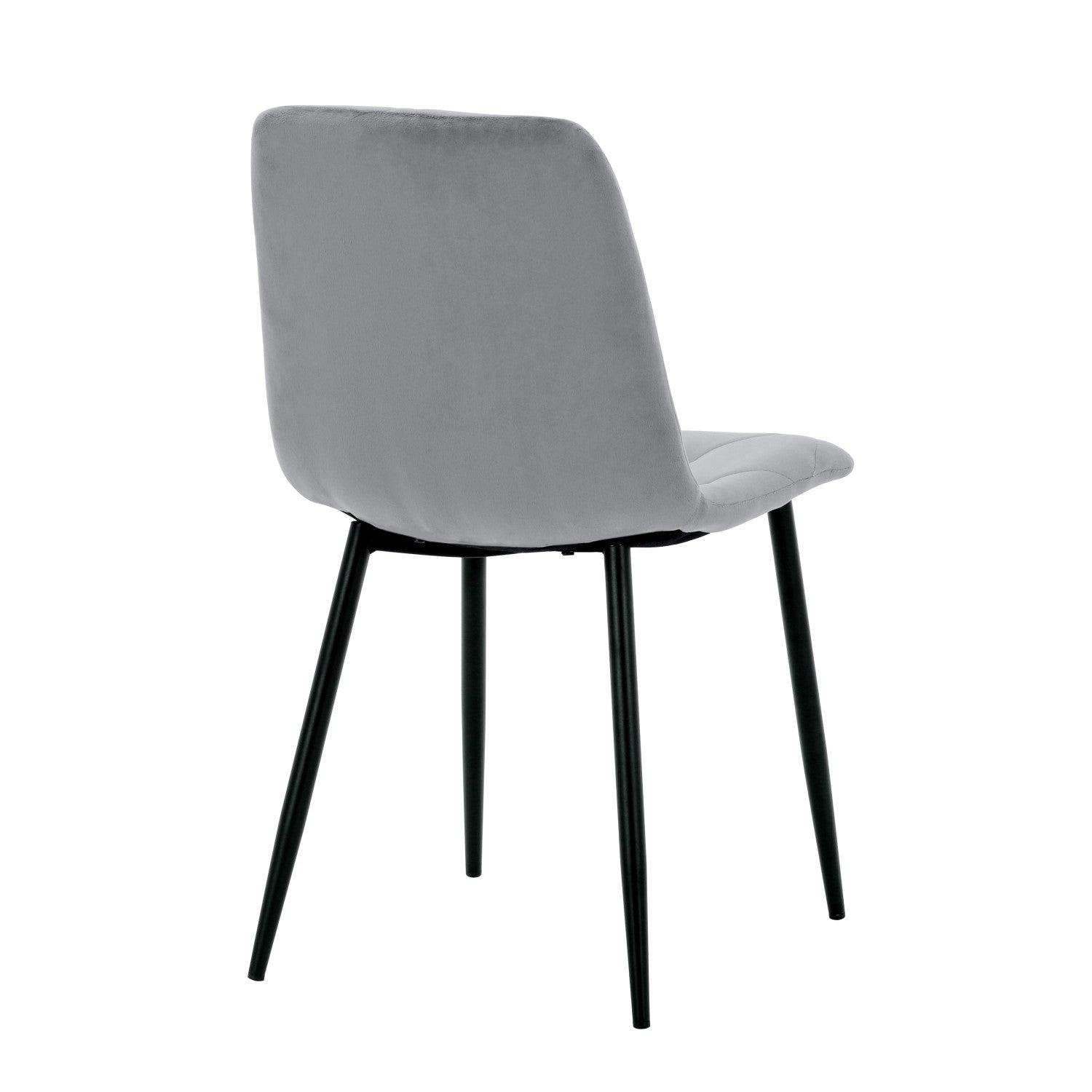 Grey Velvet Fabric Dining Chair Black Metal Legs - Home Furniture Interiors