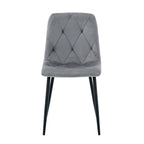 Grey Velvet Fabric Dining Chair Black Metal Legs - Home Furniture Interiors