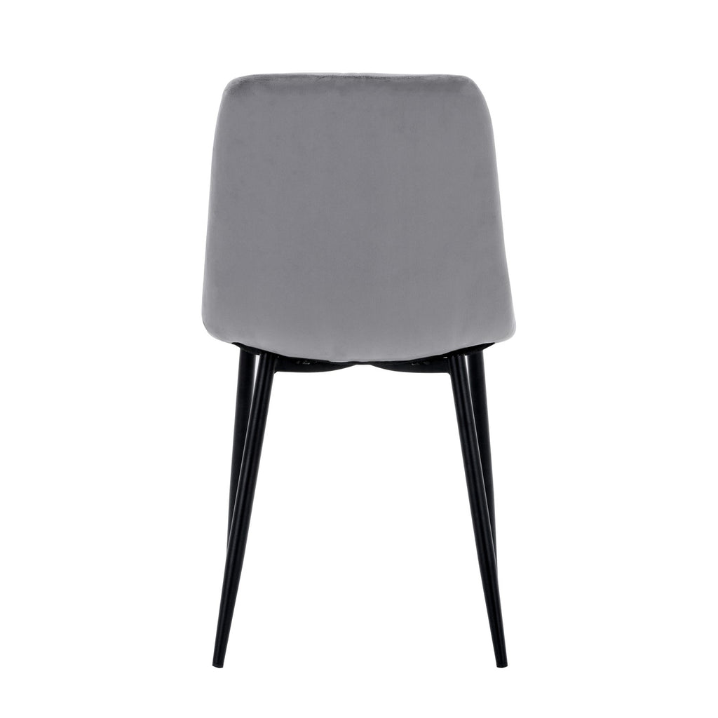 Grey Velvet Fabric Dining Chair Black Metal Legs - Home Furniture Interiors