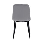 Grey Velvet Fabric Dining Chair Black Metal Legs - Home Furniture Interiors