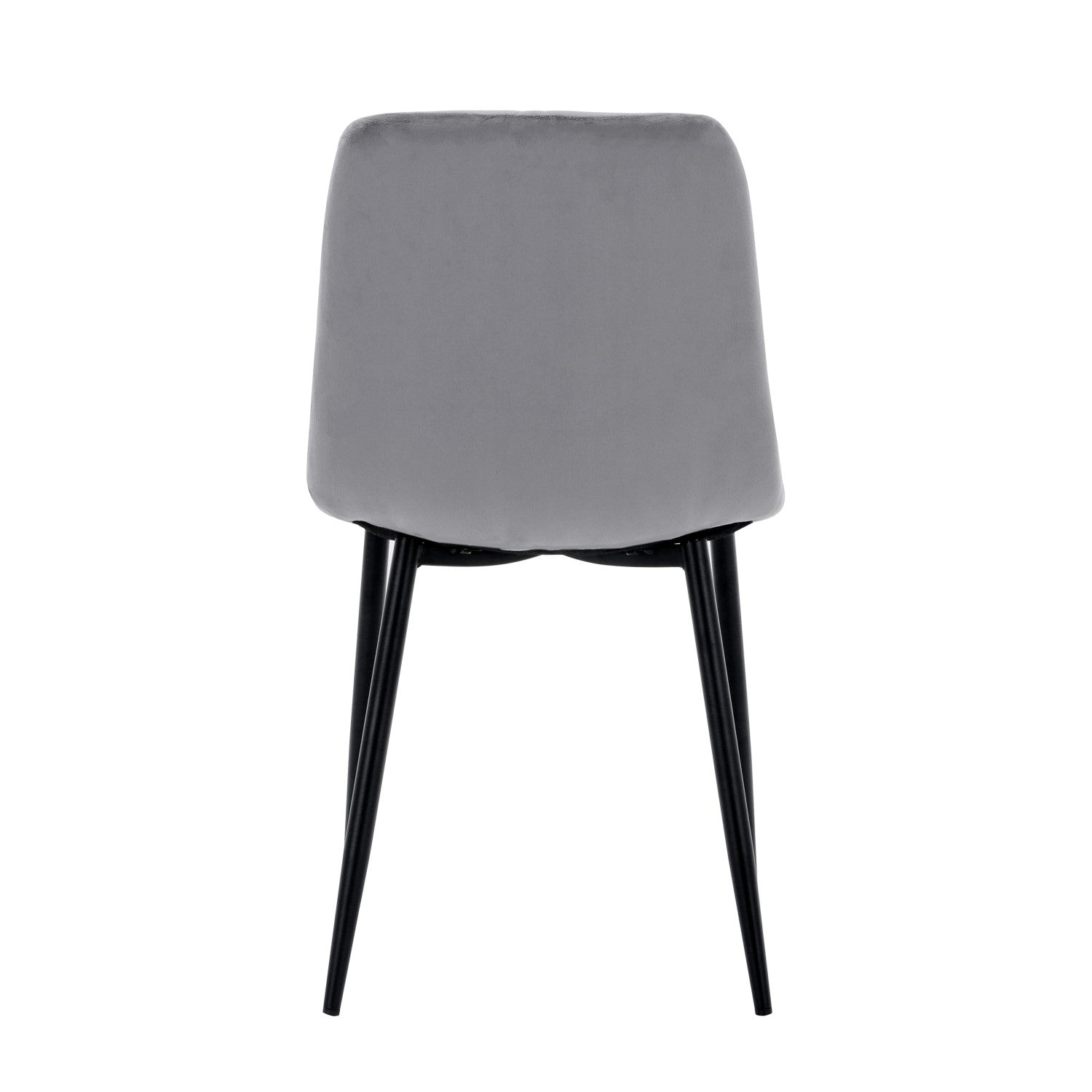 Grey Velvet Fabric Dining Chair Black Metal Legs - Home Furniture Interiors