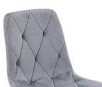 Grey Velvet Fabric Dining Chair Black Metal Legs - Home Furniture Interiors