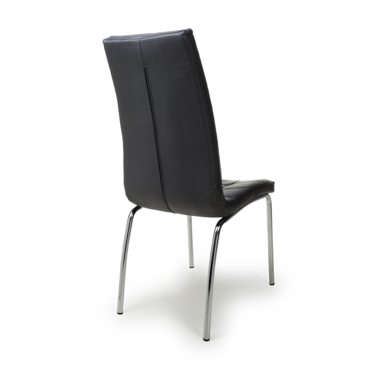 Jenner Leather Effect Black Chrome Dining Chair - Home Furniture Interiors