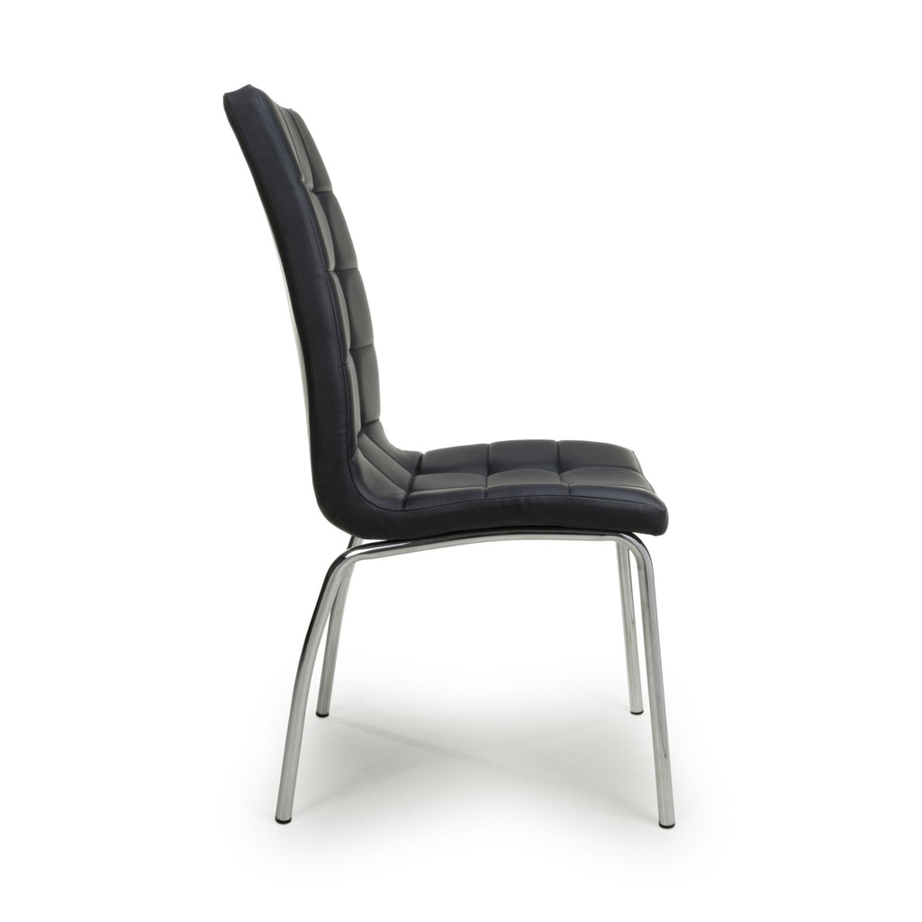 Jenner Leather Effect Black Chrome Dining Chair - Home Furniture Interiors