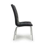 Jenner Leather Effect Black Chrome Dining Chair - Home Furniture Interiors