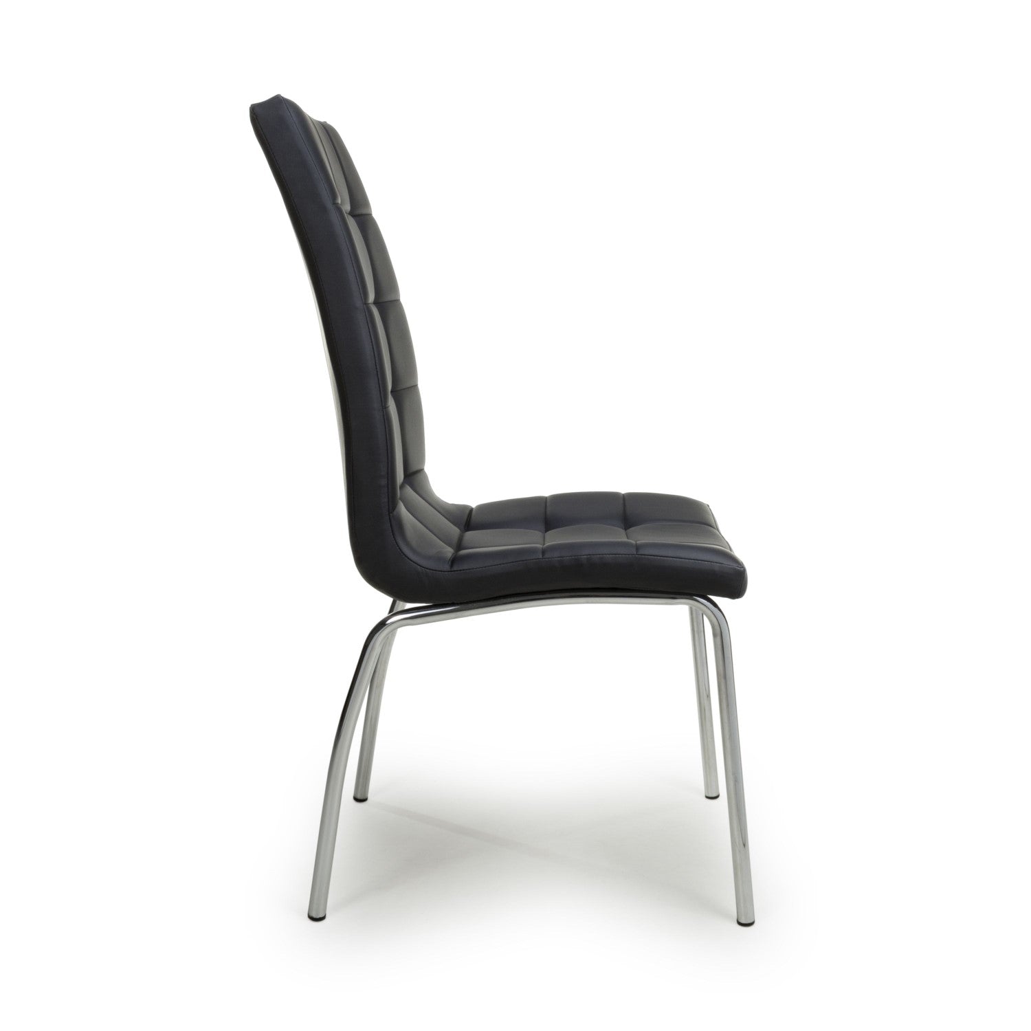 Jenner Leather Effect Black Chrome Dining Chair - Home Furniture Interiors