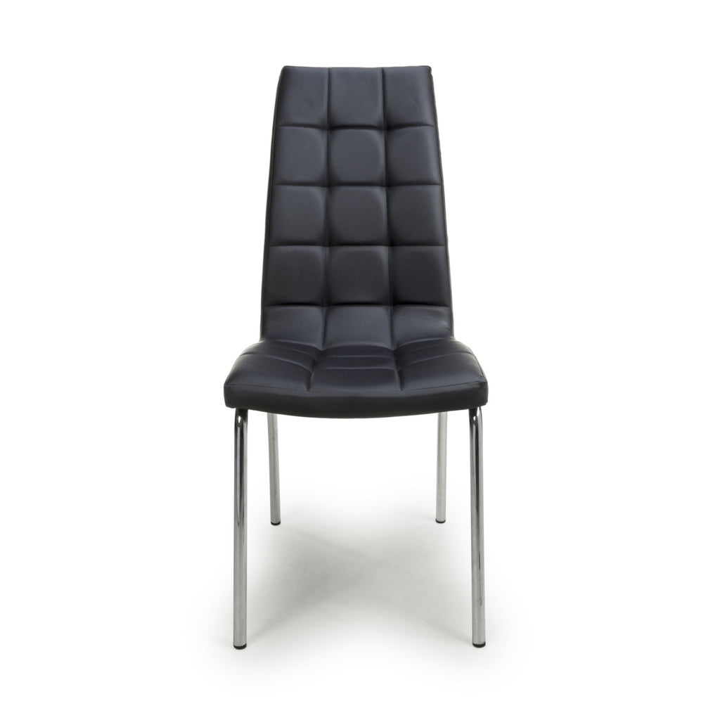 Jenner Leather Effect Black Chrome Dining Chair - Home Furniture Interiors