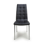 Jenner Leather Effect Black Chrome Dining Chair - Home Furniture Interiors