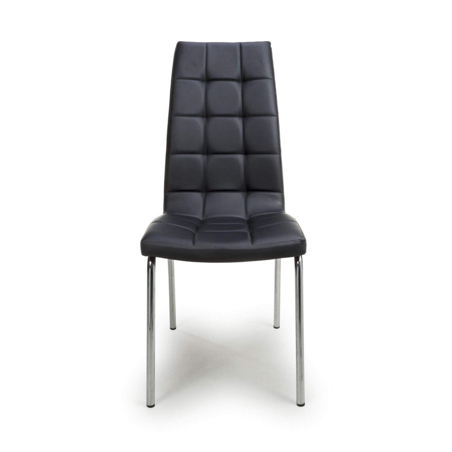 Jenner Leather Effect Black Chrome Dining Chair - Home Furniture Interiors