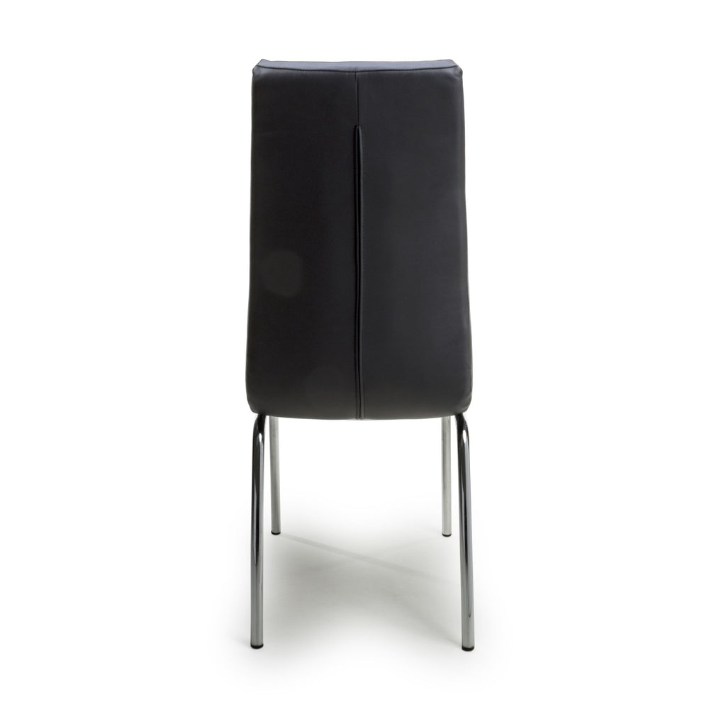 Jenner Leather Effect Black Chrome Dining Chair - Home Furniture Interiors