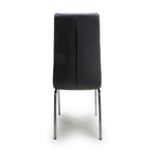 Jenner Leather Effect Black Chrome Dining Chair - Home Furniture Interiors