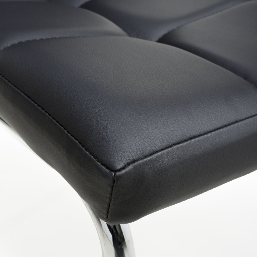 Jenner Leather Effect Black Chrome Dining Chair - Home Furniture Interiors