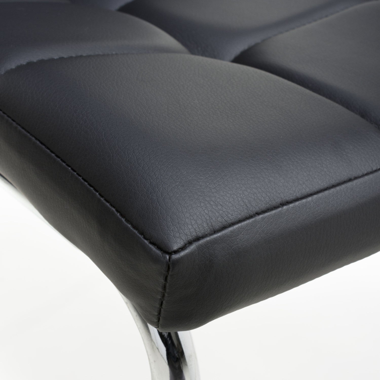 Jenner Leather Effect Black Chrome Dining Chair - Home Furniture Interiors