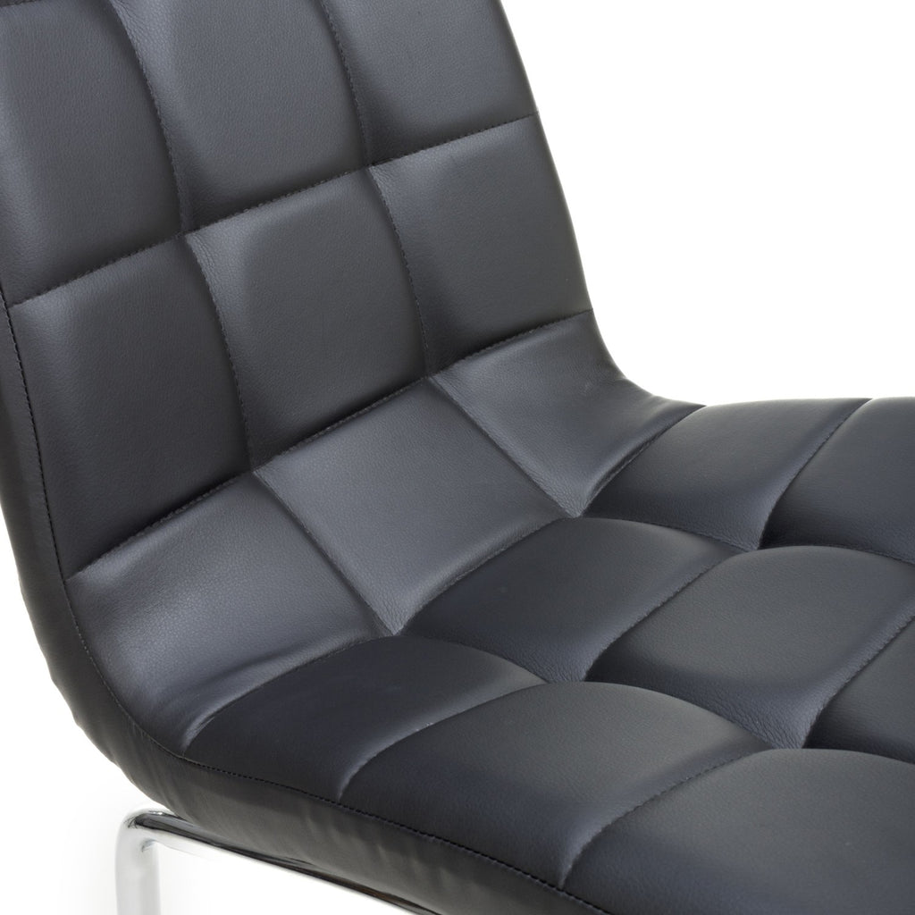 Jenner Leather Effect Black Chrome Dining Chair - Home Furniture Interiors