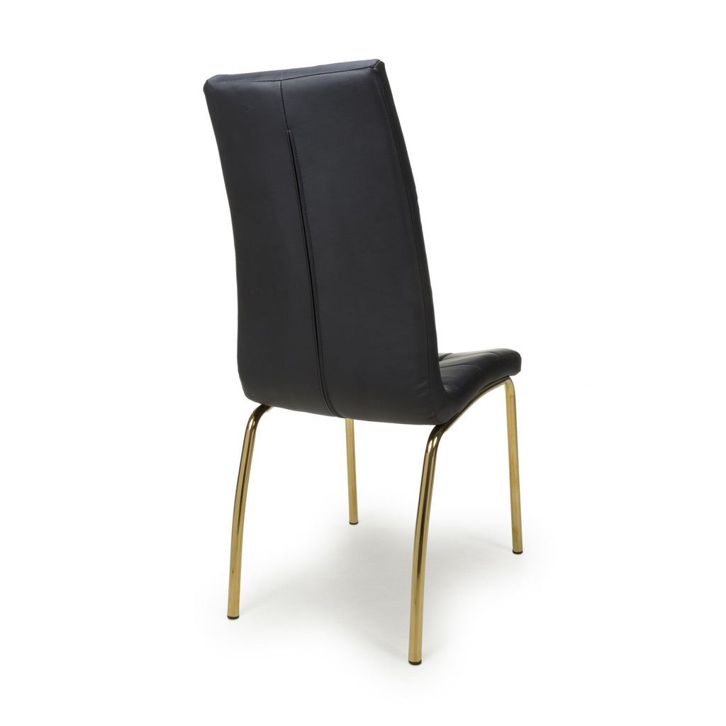 Jenner Leather Effect Black Gold Dining Chair - Home Furniture Interiors