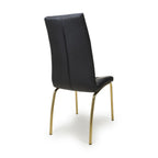 Jenner Leather Effect Black Gold Dining Chair - Home Furniture Interiors