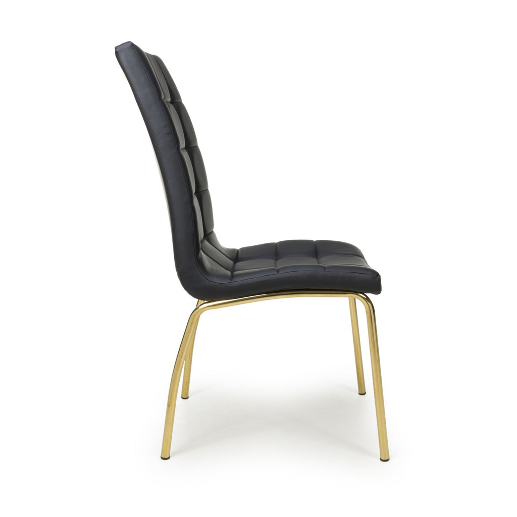 Jenner Leather Effect Black Gold Dining Chair - Home Furniture Interiors