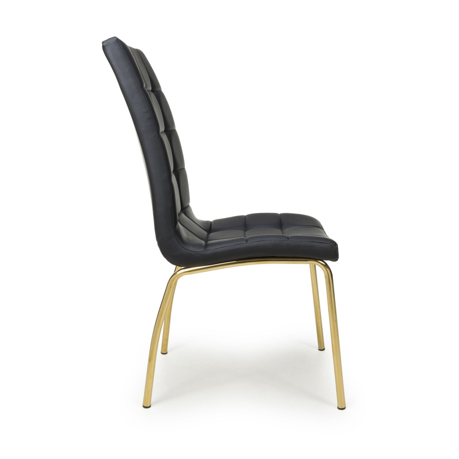 Jenner Leather Effect Black Gold Dining Chair - Home Furniture Interiors