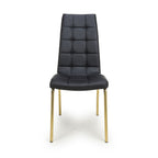 Jenner Leather Effect Black Gold Dining Chair - Home Furniture Interiors