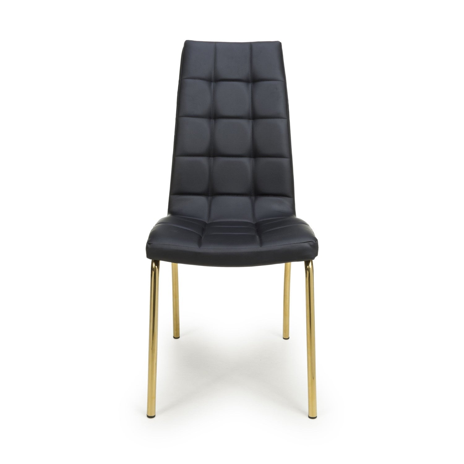 Jenner Leather Effect Black Gold Dining Chair - Home Furniture Interiors