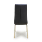 Jenner Leather Effect Black Gold Dining Chair - Home Furniture Interiors