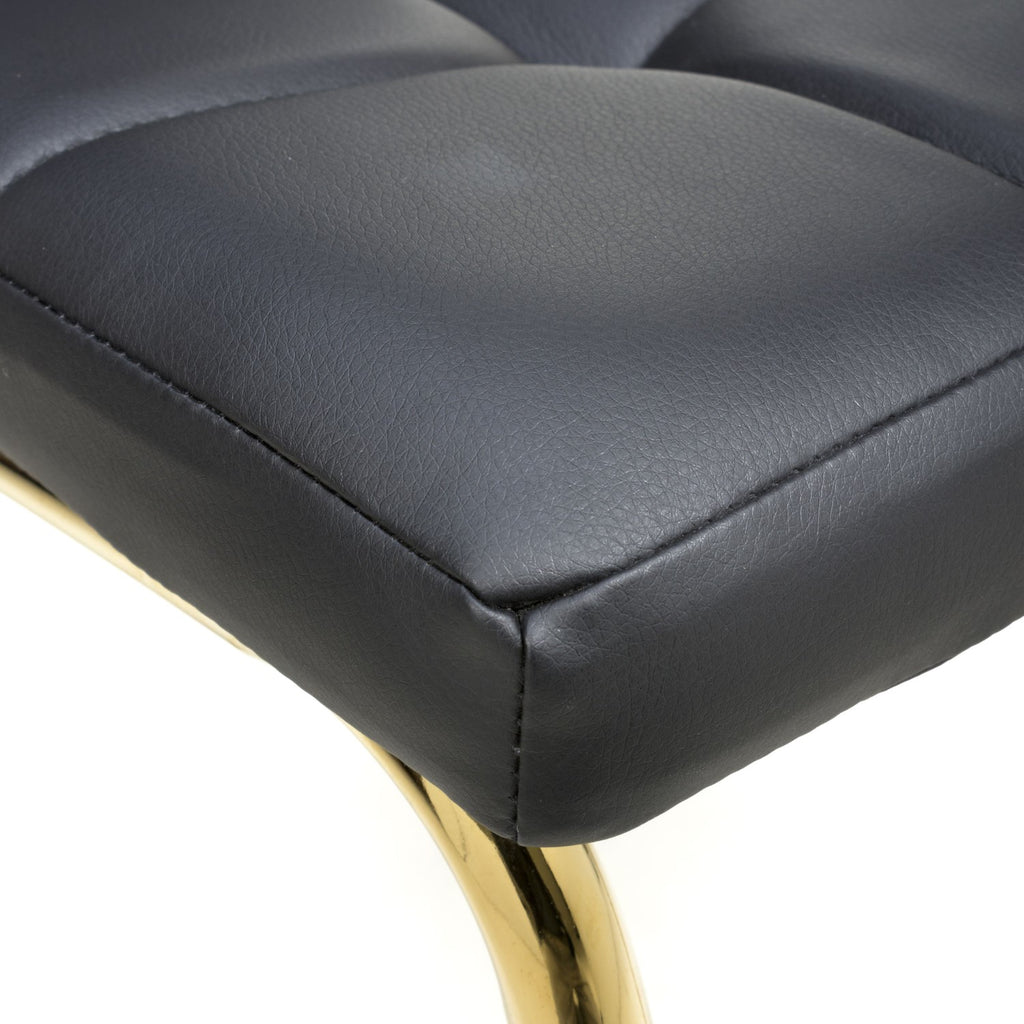 Jenner Leather Effect Black Gold Dining Chair - Home Furniture Interiors