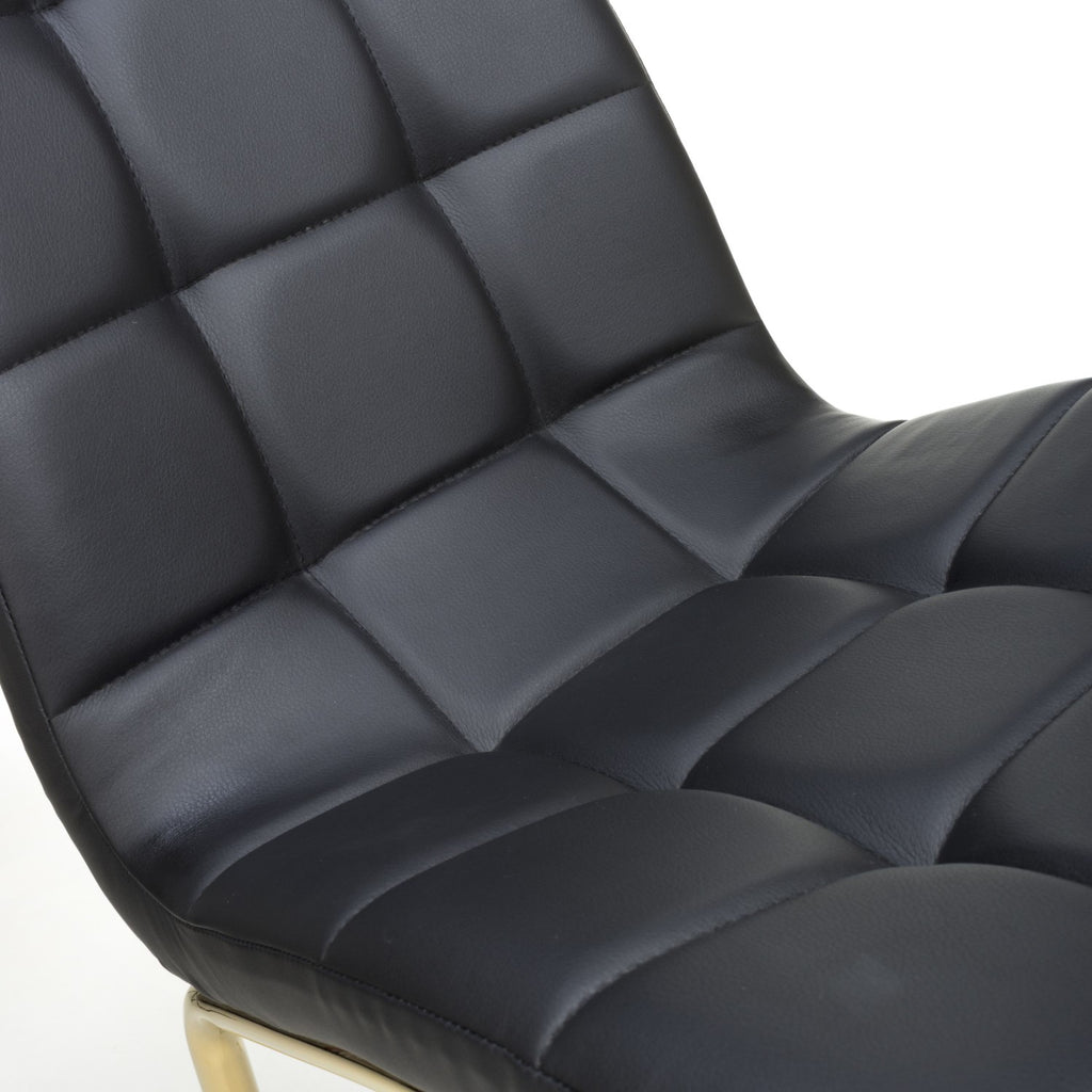 Jenner Leather Effect Black Gold Dining Chair - Home Furniture Interiors