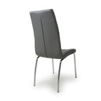 Jenner Leather Effect Grey Chrome Dining Chair - Home Furniture Interiors