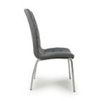 Jenner Leather Effect Grey Chrome Dining Chair - Home Furniture Interiors