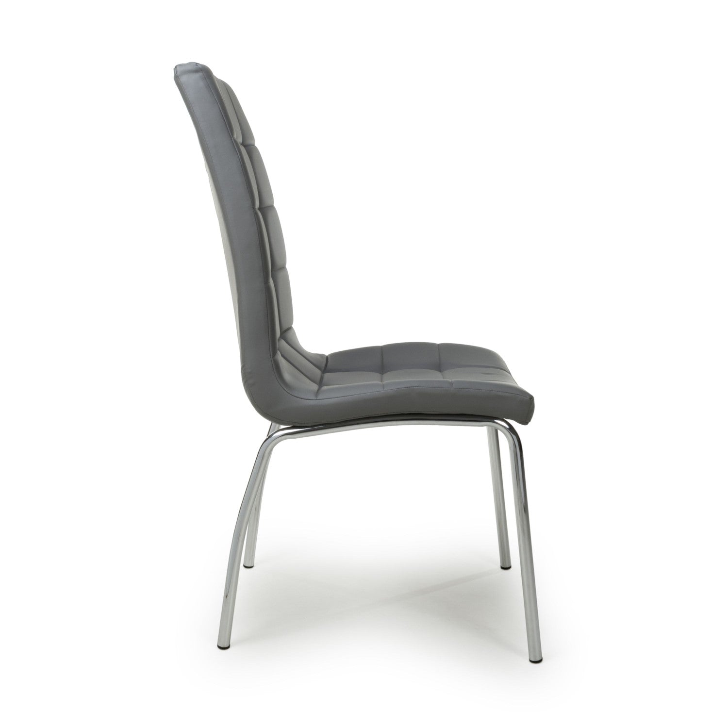 Jenner Leather Effect Grey Chrome Dining Chair - Home Furniture Interiors
