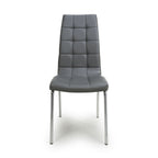 Jenner Leather Effect Grey Chrome Dining Chair - Home Furniture Interiors