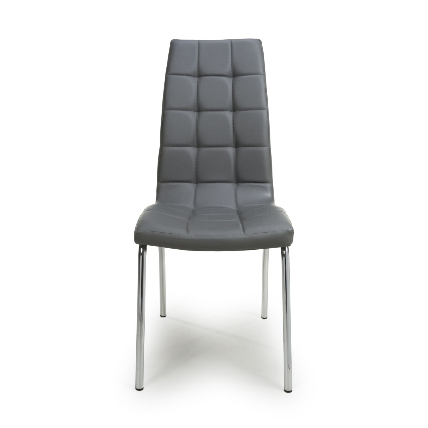 Jenner Leather Effect Grey Chrome Dining Chair - Home Furniture Interiors