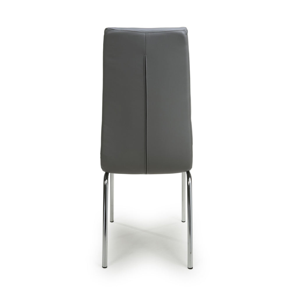 Jenner Leather Effect Grey Chrome Dining Chair - Home Furniture Interiors