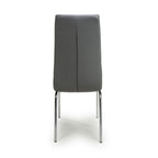 Jenner Leather Effect Grey Chrome Dining Chair - Home Furniture Interiors