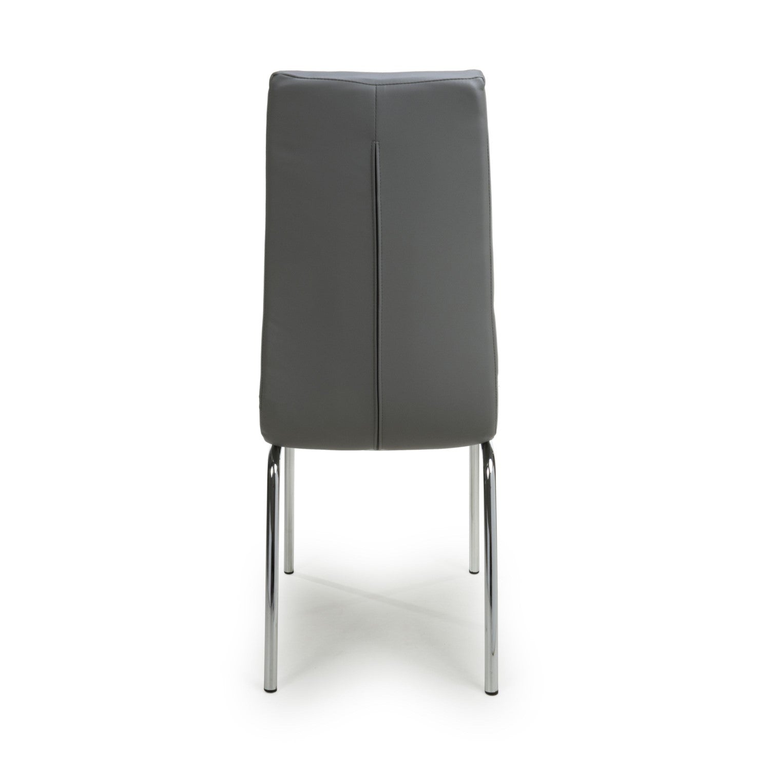 Jenner Leather Effect Grey Chrome Dining Chair - Home Furniture Interiors