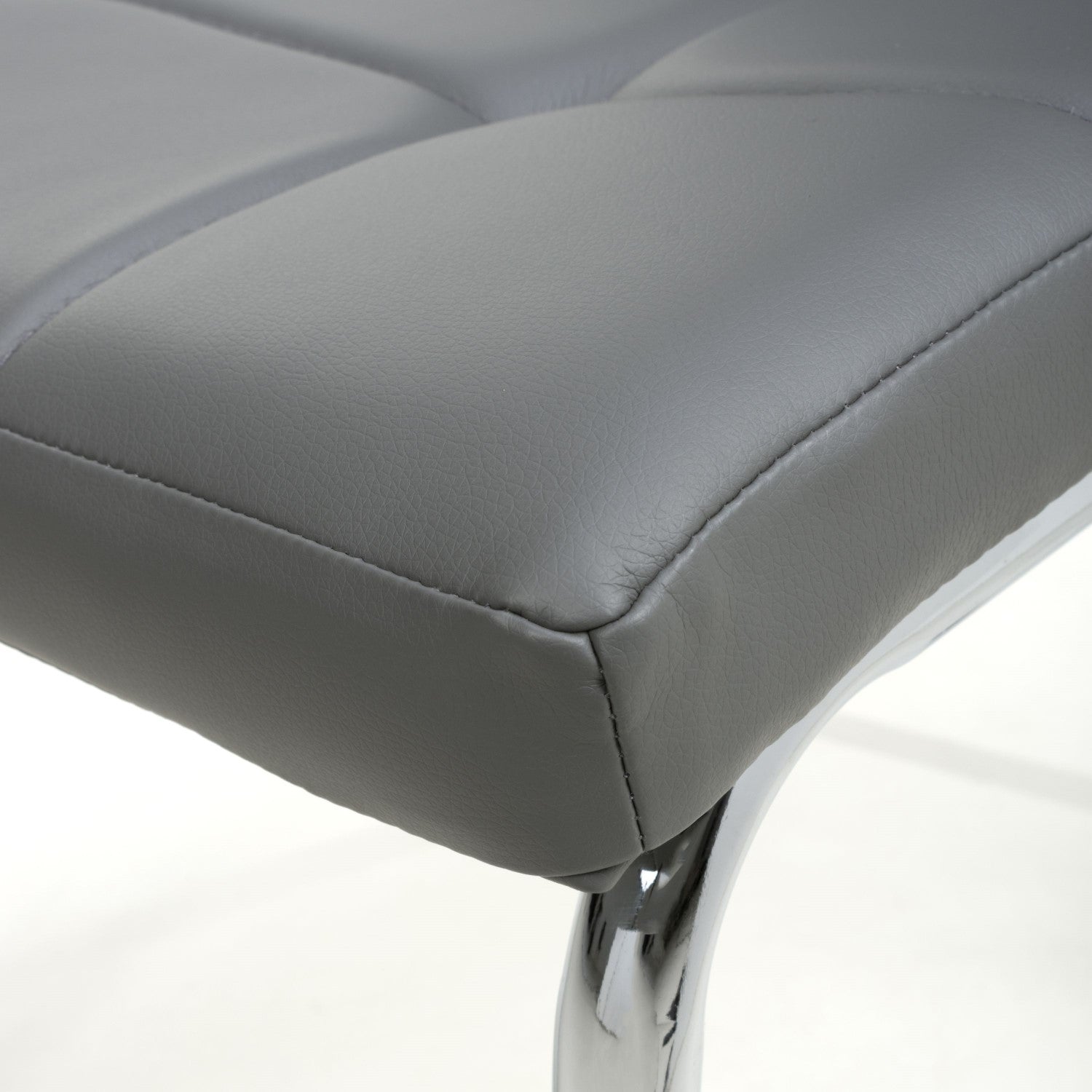 Jenner Leather Effect Grey Chrome Dining Chair - Home Furniture Interiors