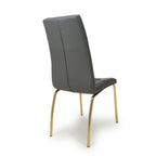 Jenner Leather Effect Grey Gold Dining Chair - Home Furniture Interiors