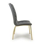Jenner Leather Effect Grey Gold Dining Chair - Home Furniture Interiors