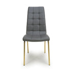 Jenner Leather Effect Grey Gold Dining Chair - Home Furniture Interiors