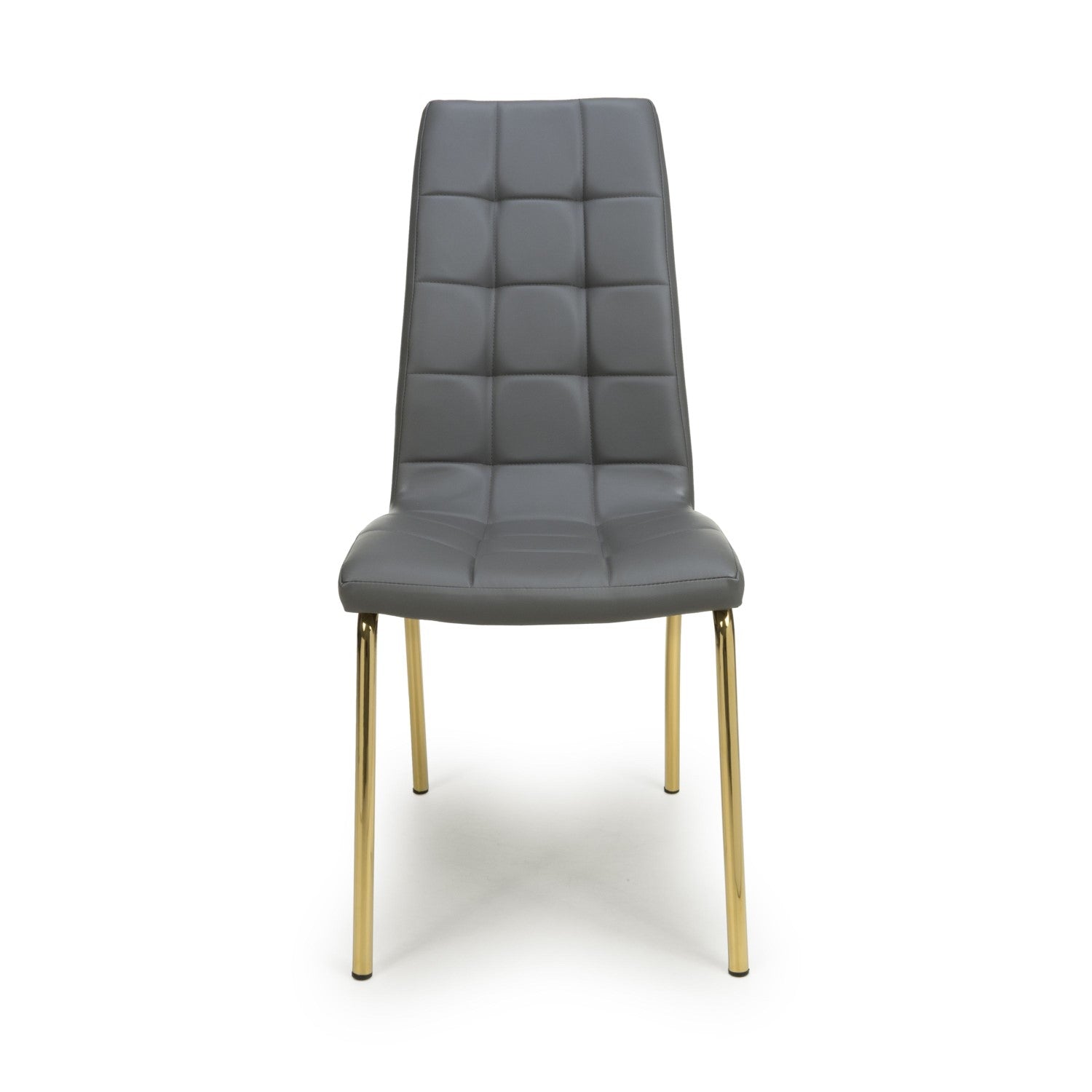 Jenner Leather Effect Grey Gold Dining Chair - Home Furniture Interiors