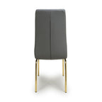 Jenner Leather Effect Grey Gold Dining Chair - Home Furniture Interiors