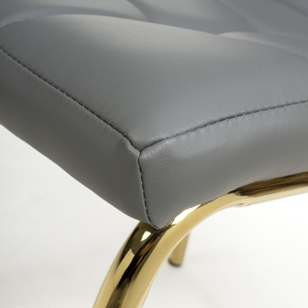 Jenner Leather Effect Grey Gold Dining Chair - Home Furniture Interiors