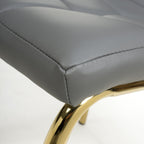 Jenner Leather Effect Grey Gold Dining Chair - Home Furniture Interiors
