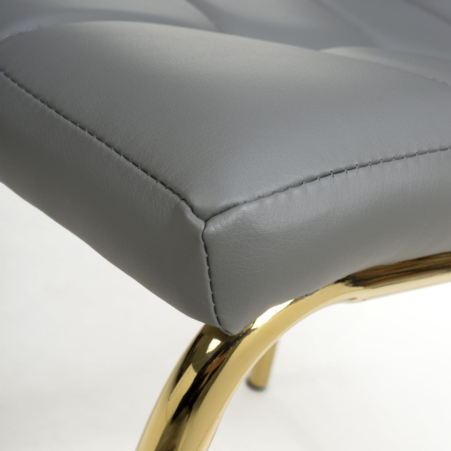 Jenner Leather Effect Grey Gold Dining Chair - Home Furniture Interiors