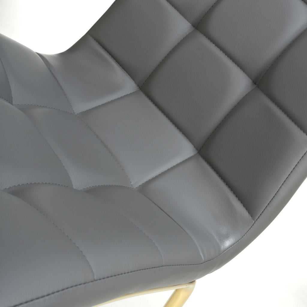 Jenner Leather Effect Grey Gold Dining Chair - Home Furniture Interiors