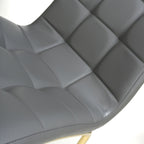 Jenner Leather Effect Grey Gold Dining Chair - Home Furniture Interiors