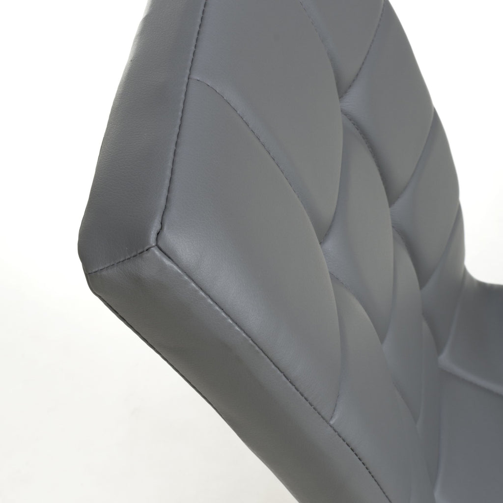 Jenner Leather Effect Grey Gold Dining Chair - Home Furniture Interiors