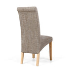 Karta Scroll Back Tweed Oatmeal Dining Chair - Home Furniture Interiors